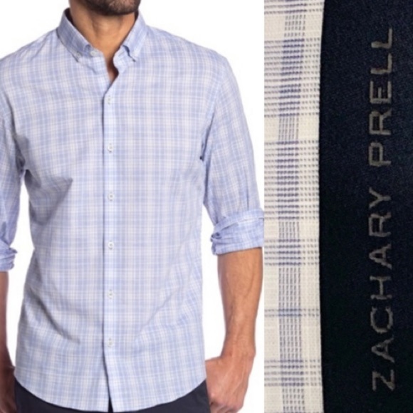 ZACHARY Prell Shirt Blue plaid dress long sleeve Cochran XS NWT - Picture 1 of 12